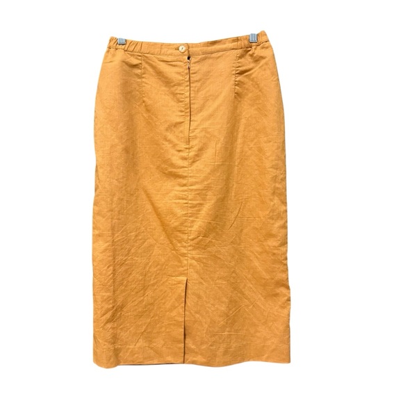 80s Maurada Linen Blend Suit Set Size 8 Embroidered Sequin Blazer Skirt Gold - Picture 7 of 9